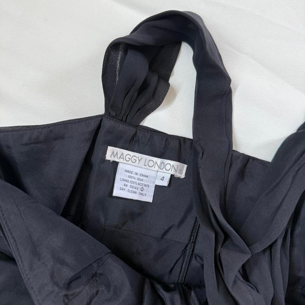 Y2K maggy london black silk halter dress size 4 100% silk - Picture 5 of 6